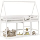 Maison Chic Postelja za odrasle - Posteljni Okvir z lestvijo in streho bel 90x200 cm borovina, (22082542) | Shoptok.si