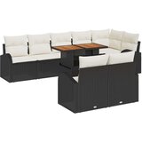  9-delni vrtni jedilni set z blazinami, črna poli ratan akacija | Shoptok.si