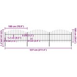  Vrtna ograda s vrhom koplja Čelik 537x125 cm Crna | shoptok.hr