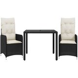  3-dijelni vrtni bistro set od poliratana s jastucima crni | shoptok.hr