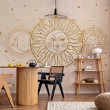  Foto tapeta - Golden Sun and Moon - Artistic Illustration in Retro Style 300x210 Vodootporna | shoptok.hr
