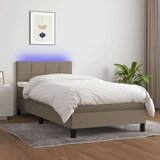  Box spring postelja z vzmetnico LED taupe 90x200 cm blago, (20726681) Cene