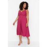 Trendyol Curve Fuchsia Double Breasted Collar Knitted Strap Dress Cijene