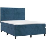  Box spring postelja z vzmetnico LED temno modra 140x200cm žamet, (20899625) | Shoptok.si
