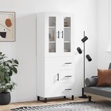  Visoka komoda bijela 69,5x34x180 cm konstruirano drvo Slike