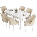 Hanah home set trpezarijski sto i 6 stolica eva white cream | ePonuda.com