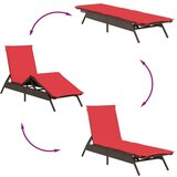  Ležalnik 2 kosa z mizico rjav poli ratan, (22113121) | Shoptok.si