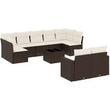 vidaXL 10-dijelni set vrtnih sofa od poliratana s jastucima smeđi | shoptok.hr