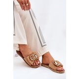 Boto Flat Women Sandals With Decorative Detail Camel Nellodra | Shoptok.si