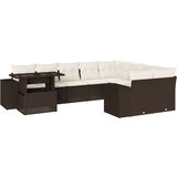 vidaXL 10-dijelni set vrtnih sofa od poliratana s jastucima smeđi | shoptok.hr