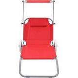vidaXL Zložljiv ležalnik s streho in kolesi jeklo rdeč, (20662325) | Shoptok.si