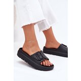 EVENTO Womens Foam Slippers On Platform With Buckle Black Viasara | Eponuda.ba