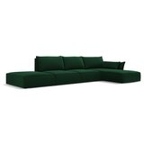 Mazzini Sofas Temno zelena žametna kotna sedežna garnitura z ležalnikom (desni kot) Vanda – | Shoptok.si