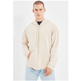 Trendyol Stone Men's Basic Oversize Fit Zippered Hooded Thick Sweatshirt-cardigan | shoptok.hr