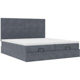vidaXL Otomanski posteljni okvir z vzmetnicami siv 180x200cm žamet | Shoptok.si