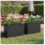 vidaXL Vrtna saksija 2 kom. Crna 80 x 20 x 49 cm Čelična vrata - Crna 80 x 20 x 49 cm 2 | shoptok.hr