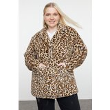 Trendyol Curve Brown Regular Fit Leopard Patterned Fur Coat Cene