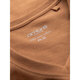 Ombre Men's BASIC classic cotton T-shirt with a v-neck - brown | Shoptok.si