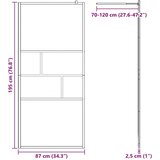  Zid za walk-in tuš Crna 80 x 195 x 0.5 cm Staklo i aluminij | shoptok.hr