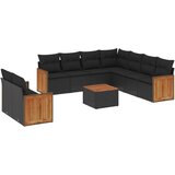  10-dijelni set vrtnih sofa s jastucima crni od poliratana | shoptok.hr