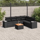  7-dijelni set vrtnih sofa od poliratana s jastucima crni | shoptok.hr