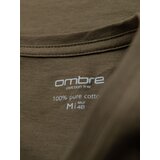 Ombre Men's BASIC classic cotton T-shirt with a serape neckline - dark olive | Shoptok.si