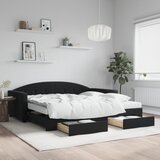 vidaXL Izvlečna dnevna postelja s predali črna 100x200 cm žamet Cene