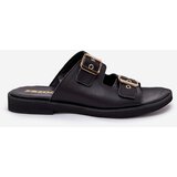 Zazoo Leather Flat Sandals With Buckles 3020 Black | ePonuda.com