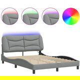  The Living Store Posteljni okvir z LED lučkami svetlo sivo 120x200 cm tkanina - Posteljni Okvir, (21450497) | Shoptok.si