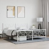  Metalni okvir kreveta uzglavlje i podnožje bijeli 183x213 cm | shoptok.hr