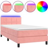  Box spring postelja z vzmetnico LED roza 90x200 cm žamet, (20900056) | Shoptok.si