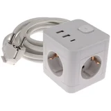 Kabal produžni 5m 3-izlaza+2xUSB+C kocka GES-364A