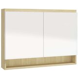 vidaXL kupaonski ormarić s ogledalom 80x15x60 cm MDF bijeli i hrast | shoptok.hr