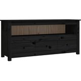 TV ormarić crni 114 x 35 x 52 cm od masivne borovine | Eponuda.com