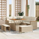 vidaXL 8-dijelni vrtni sofa set s jastučićima bež poli ratan akacija, 3-dijelni vrtni blagovaonski set s jastučićima bež poli ratan akacija Cijene