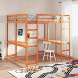  Krevet na kat sa stolom i ljestvama 160x200 cm od borovine | shoptok.hr