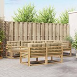  Set vanjskih sofa s jastukom 6 pcs Bijela i bež Poliester | shoptok.hr