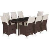 vidaXL 9-dijelni vrtni bistro set od poliratana s jastucima smeđi | shoptok.hr