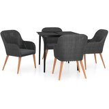  5-dijelni vrtni blagovaonski set s jastucima crni Crna Dužina stola 80 cm | shoptok.hr
