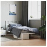 vidaXL Kovinski posteljni okvir z vzglavjem bel 107x203 cm Cene