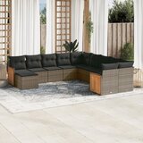 Maison Chic Seti vrtnega pohištva - Vrtna garnitura - Vrtni pohištvo set 11-delna z blazinami siv poli ratan, (21809980) | Shoptok.si