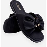 EVENTO PE1 Women's Leather Slippers With Bow Black Becky | Shoptok.si
