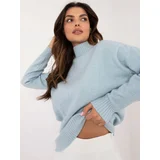 Fashion Hunters Light blue women's turtleneck sweater