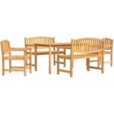  5-dijelni vrtni blagovaonski set od masivne tikovine Smeđa Dužina stola 140 cm | shoptok.hr