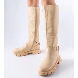 Gemre Beige flat boots with chain Armand | Shoptok.si