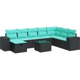  Vrtna garnitura - 9-dijelni set vrtnih sofa s jastucima crni od poliratana - Crna sa spremištem 9 | shoptok.hr