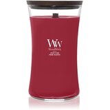 WoodWick Velvet Plum mirisna svijeća s drvenim fitiljem 609 g Cijene