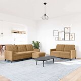  3-dijelni set sofa s jastucima smeđi baršunasti | shoptok.hr