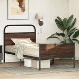 vidaXL Posteljni okvir brez vzmetnice 100x200 cm rjav hrast inž. les | Shoptok.si