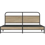 Metalni Kovinski posteljni okvir brez vzmetnice dimljen hrast 183x213cm, (21608564) | Shoptok.si